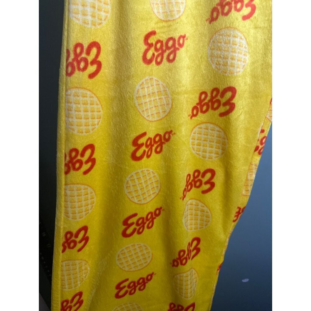 Eggo Men's Lounge Pants Size L Yellow Novelty Graphic Y2K Retro Comfy Pajama - Picture 3 of 5